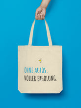 Laden Sie das Bild in den Galerie-Viewer, Jutebeutel "Ohne Autos. Voller Erholung."