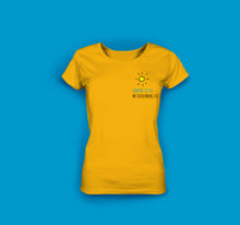 Laden Sie das Bild in den Galerie-Viewer, Frauen T-Shirt in Gelb. Camping ist da, wo Tecklenburg ist.