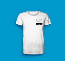 Laden Sie das Bild in den Galerie-Viewer, Herren T-Shirt in Weiß Urlaubsmodus Ads in Motiv Brille