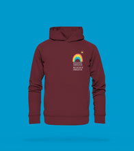 Laden Sie das Bild in den Galerie-Viewer, hoodie regenbogen burgundrot ob regen oder sonnenschein wir checken in ladbergen ein