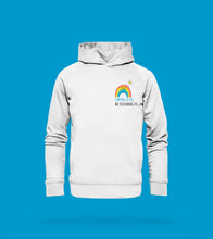 Laden Sie das Bild in den Galerie-Viewer, Hoodie Regenbogen in Weiß. Camping ist da, wo Tecklenburg.