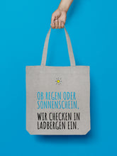 Laden Sie das Bild in den Galerie-Viewer, jutebeutel hellgrau ob regen oder sonnenschein wir checken in ladbergen ein