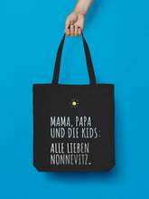 Laden Sie das Bild in den Galerie-Viewer, Jutebeutel "Mama, Papa und die Kids: Alle lieben Nonnevitz."