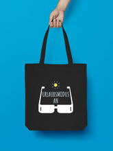 Laden Sie das Bild in den Galerie-Viewer, Jutebeutel in Schwarz Urlaubsmodus an mit Motiv Brille