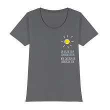 Laden Sie das Bild in den Galerie-Viewer, Frauen Shirt Ob Regen oder Sonnenschein wir checken in Ladbergen ein (Basic-T) Womens Premium Classic T-Shirt
