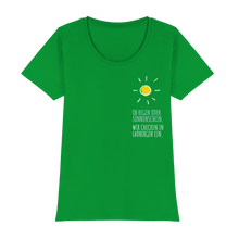 Laden Sie das Bild in den Galerie-Viewer, Frauen Shirt Ob Regen oder Sonnenschein wir checken in Ladbergen ein (Basic-T) Womens Premium Classic T-Shirt
