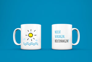 Tasse in Weiß Matt Nicht verzagen, Boltenhagen