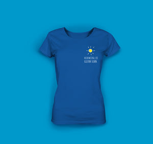 Frauen T-Shirt in Blau. Egestorf macht Heidenspass.