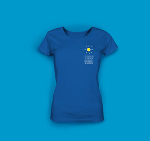 Frauen T-Shirt in Blau Es gibt nichts zu verbergen, beim Urlaub in Ladbergen