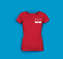 Laden Sie das Bild in den Galerie-Viewer, Frauen T-Shirt in Rot Urlaubsmodus an mit Motiv Brille
