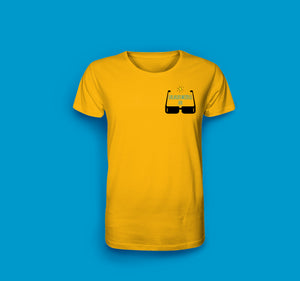Herren T-Shirt in Gelb Urlaubsmodus an mit Motiv Brille