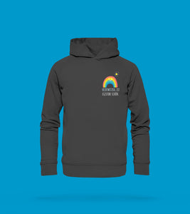 Hoodie Regenbogen in Anthrazit. Heidewitzka, ist Egestorf schön.
