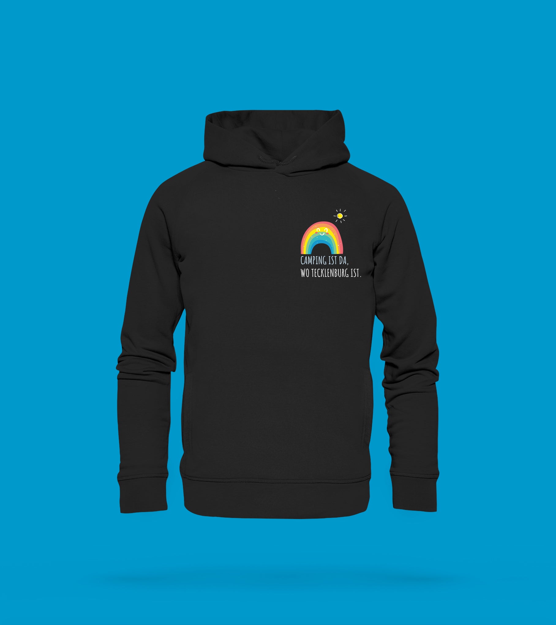 regenbogen tecklenburg camping Hoodie Unisex Regenbogen "Camping ist da, wo Tecklenburg ist." Bio-Bau – Regenbogen AG