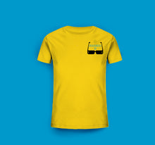 Laden Sie das Bild in den Galerie-Viewer, Kinder T-Shirt in Gelb Urlaubsmodus an mit Motiv Brille
