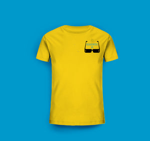 Kinder T-Shirt in Gelb Urlaubsmodus an mit Motiv Brille